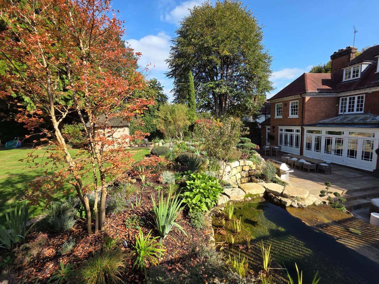 A picturesque garden, inviting relaxation and socializing.
